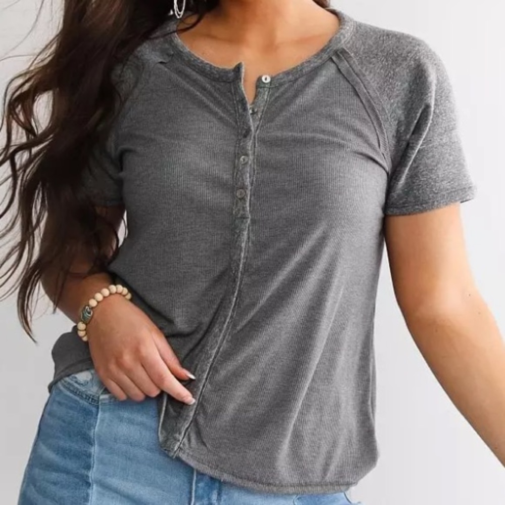NEW BKW Ribbed Henley Womens Top Size: S